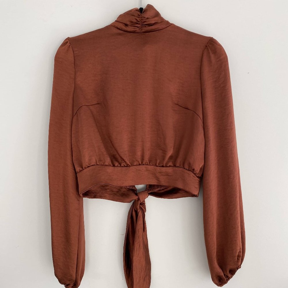 Satin long-sleeve blouse